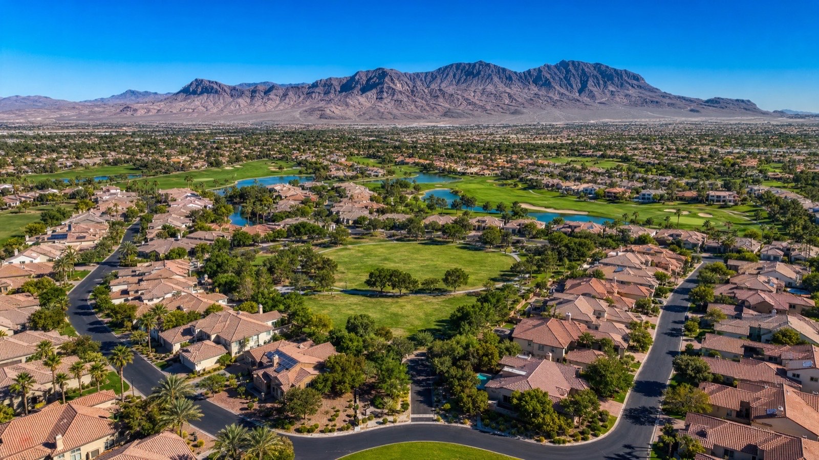 Aliante master plan in North Las Vegas ZIP code 89084 with golf course and family homes